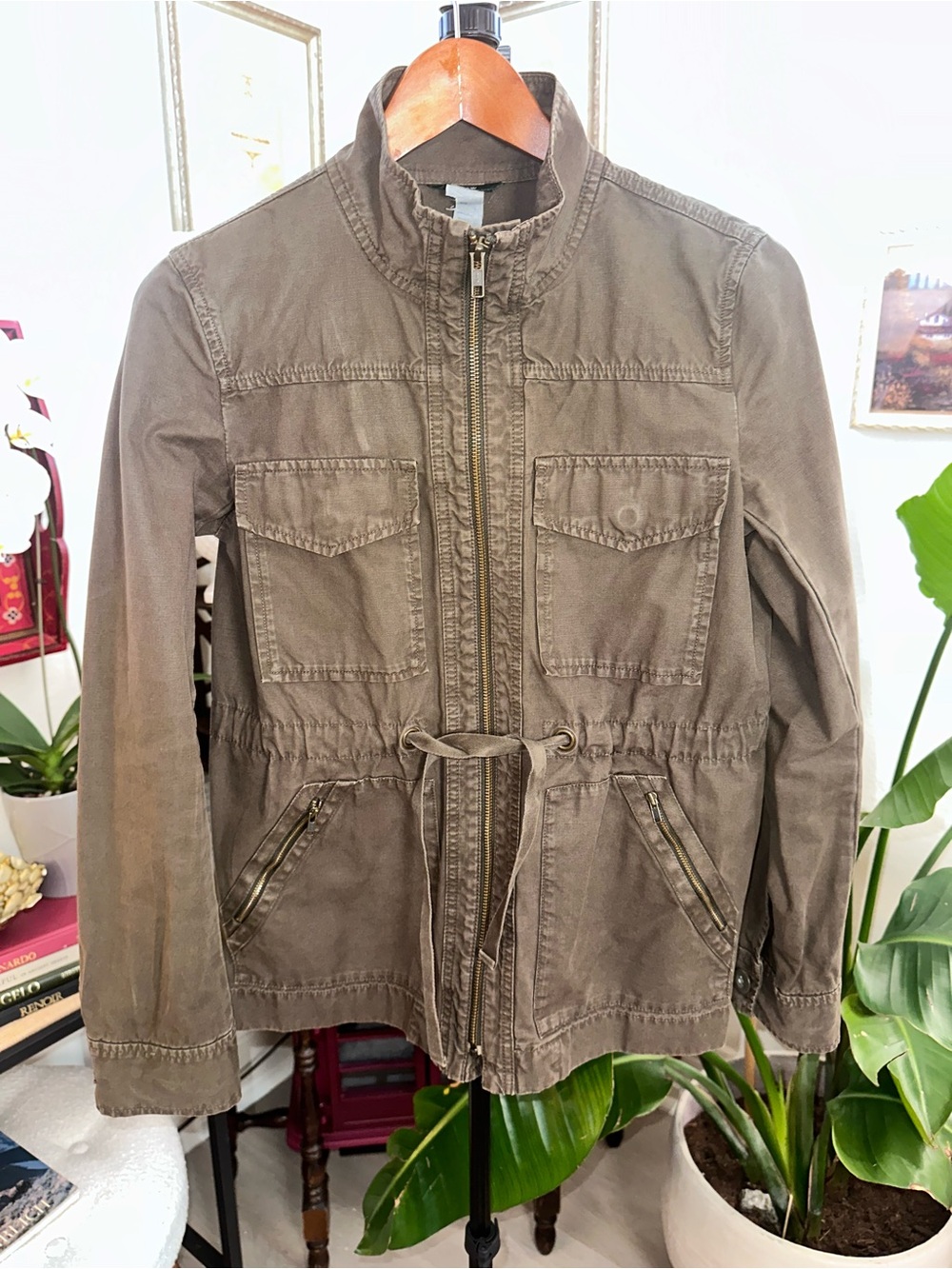 J. Crew Olive Green Field Jacket with Drawstring Waist